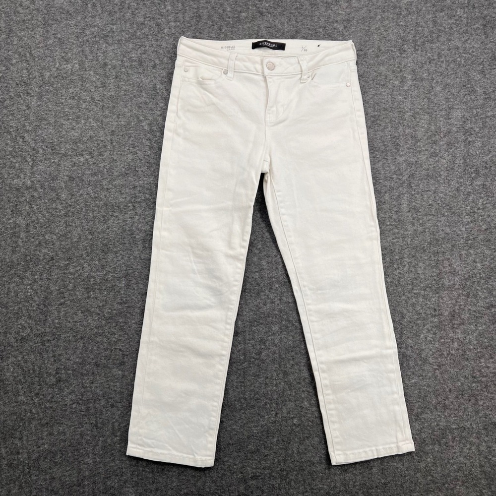 Liverpool Michelle Capri Jeans Womens 2 White Straight Leg Cropped‎ Preppy